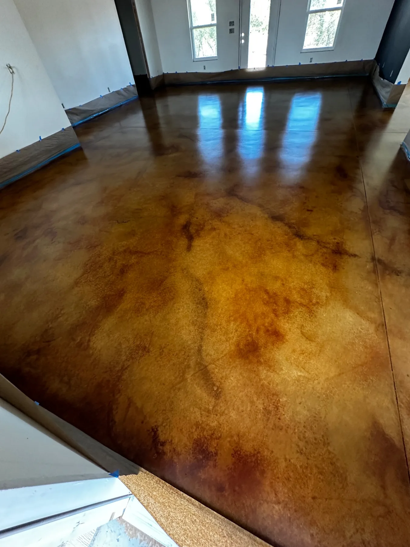 Acid-stained decorative concrete floor