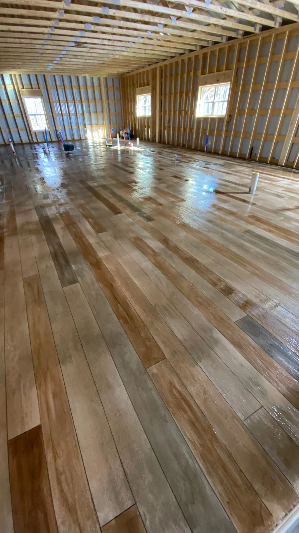 Large wood-look concrete installation