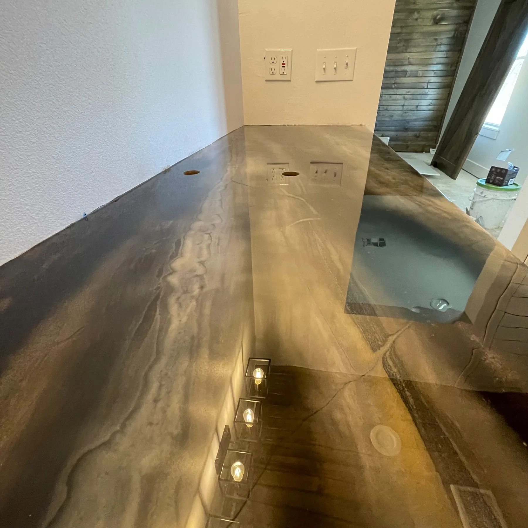 Custom metallic concrete bar top