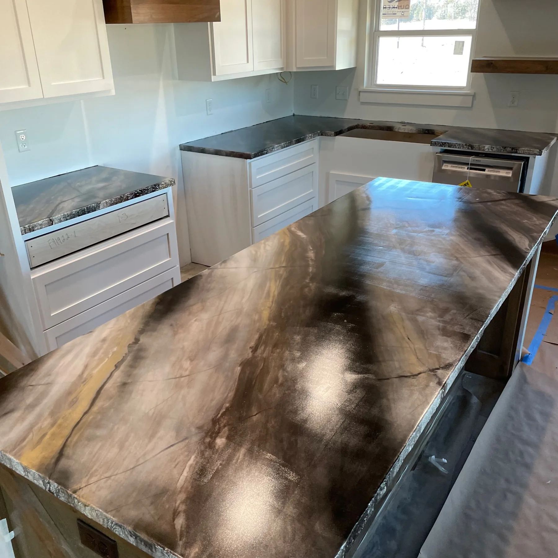 Custom metallic concrete countertop
