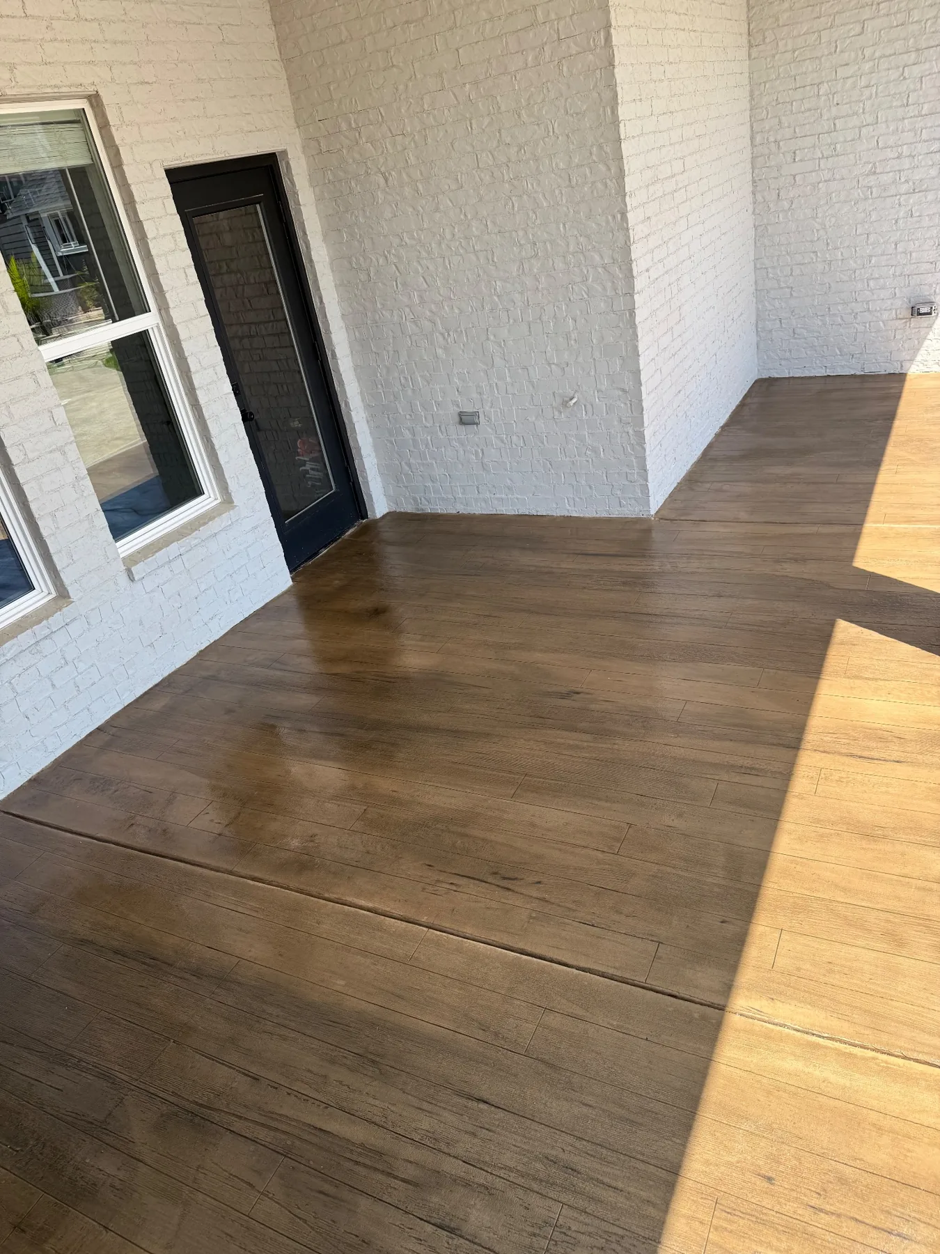 Wood-look concrete patio