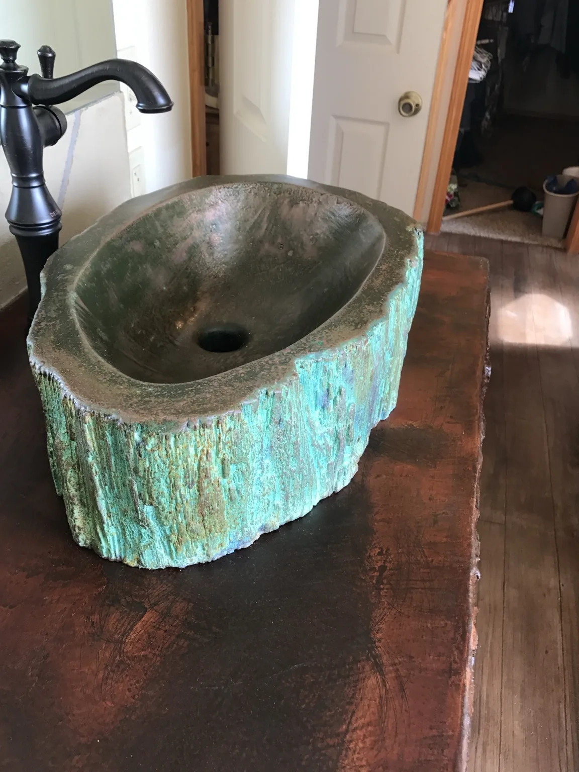 Custom concrete stone sink