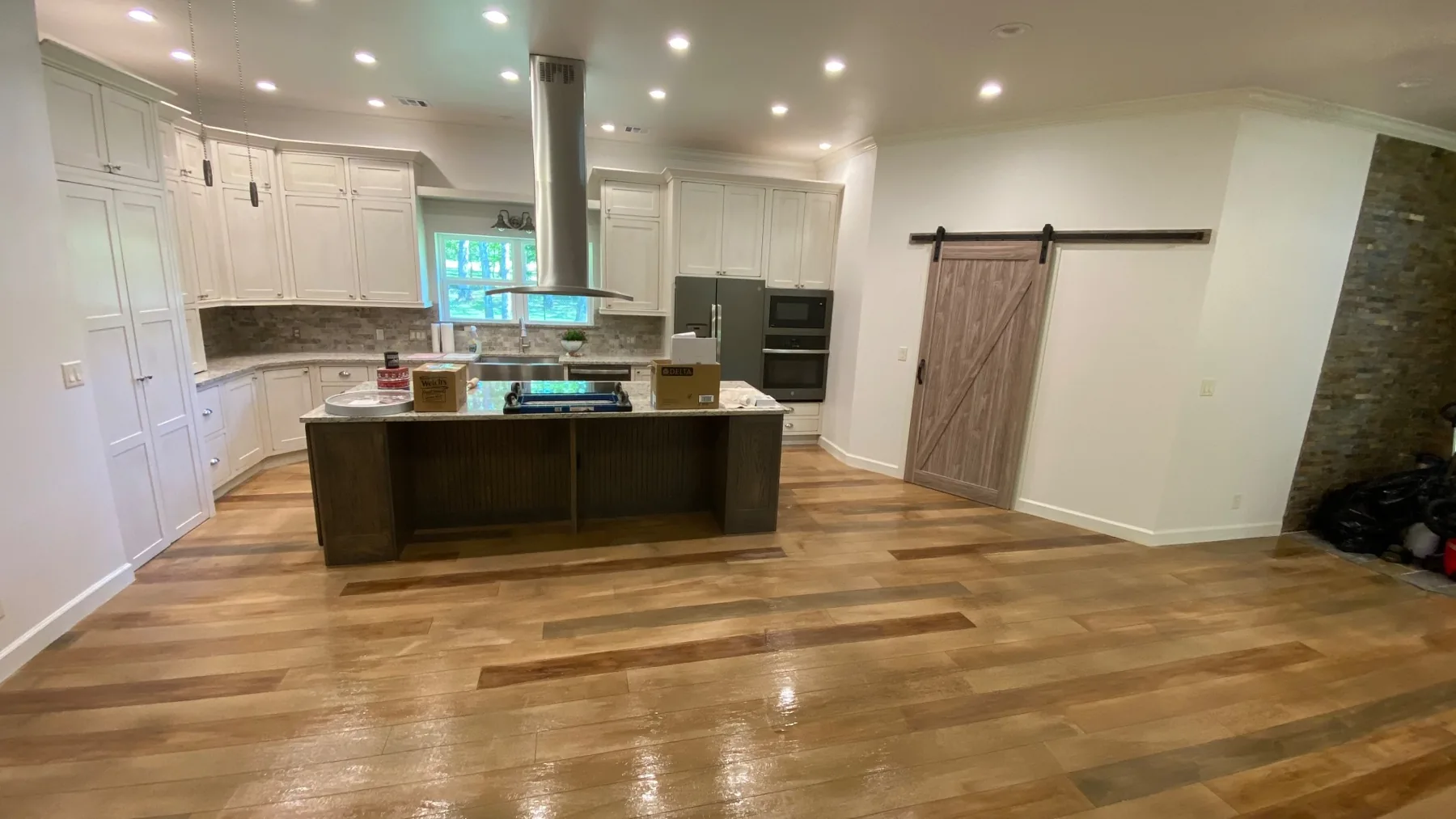 Custom wood-look concrete floor