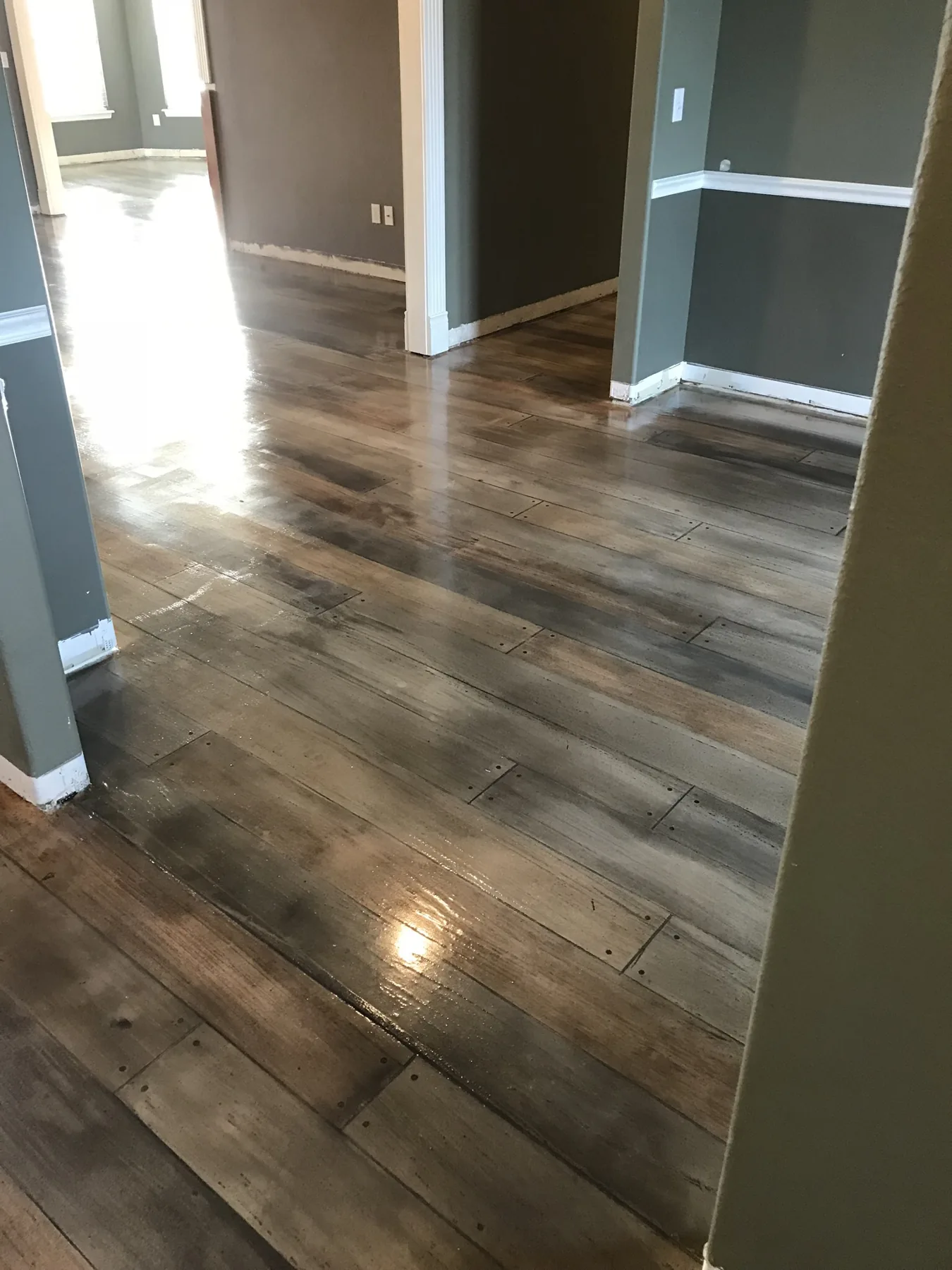 Custom wood-look concrete floor