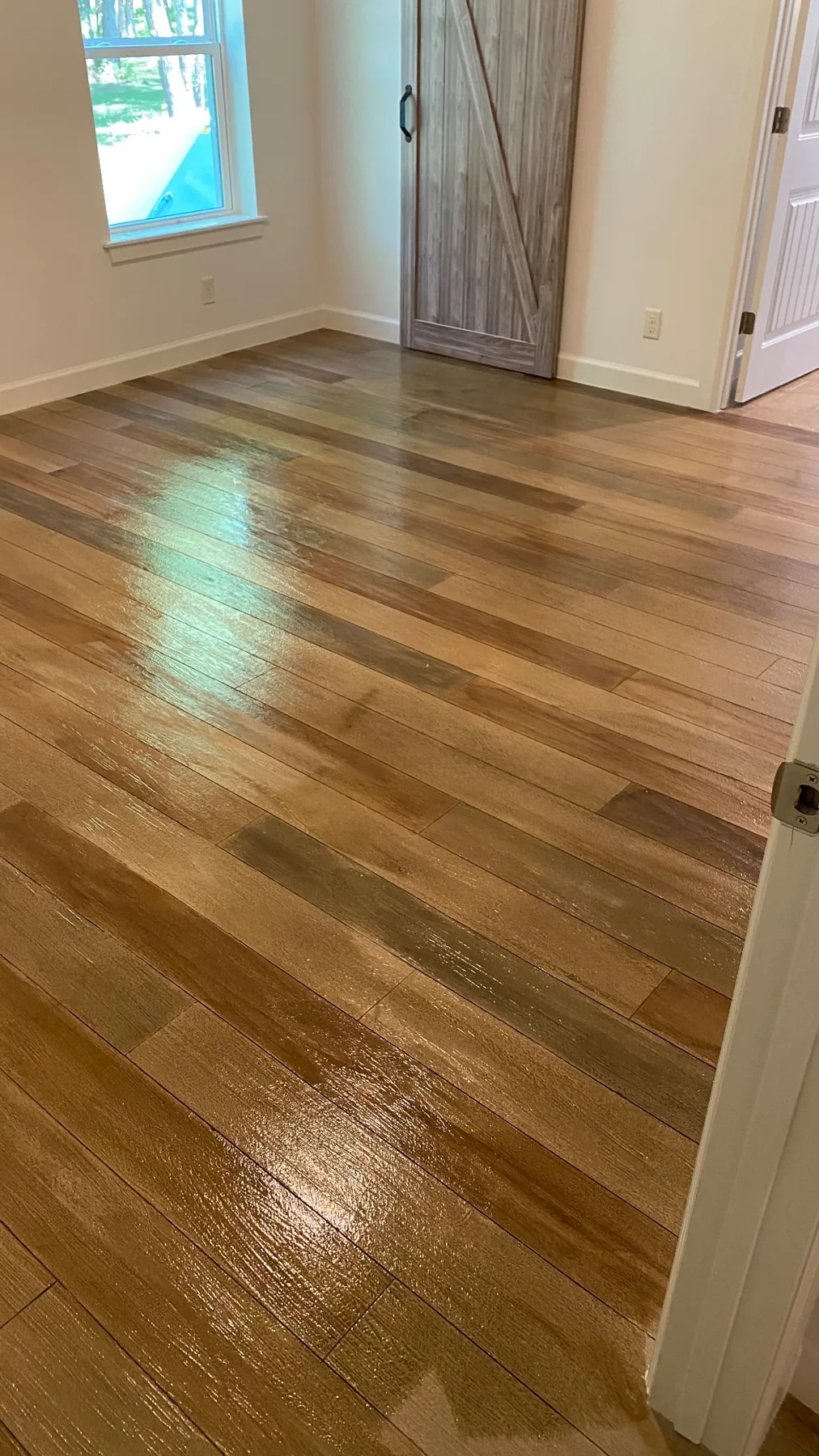 Custom wood-look concrete floor