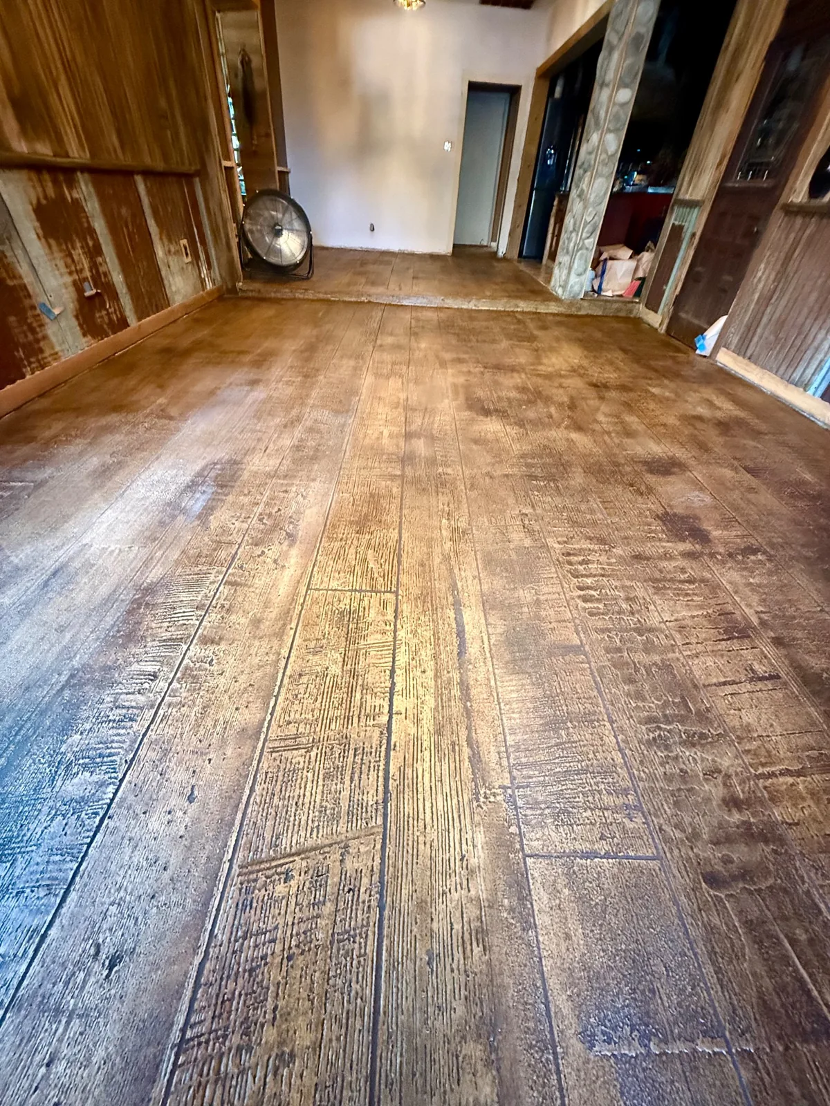 Detailed wood-look concrete finish
